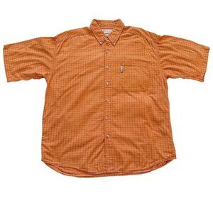 Columbia Orange Plaid Button Down Short Sleeve Shirt; SZ XL; Great Condition